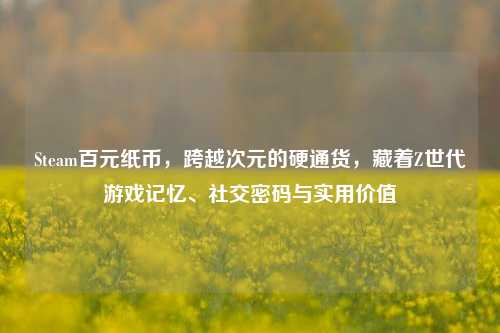 Steam百元纸币，跨越次元的硬通货，藏着Z世代游戏记忆、社交密码与实用价值