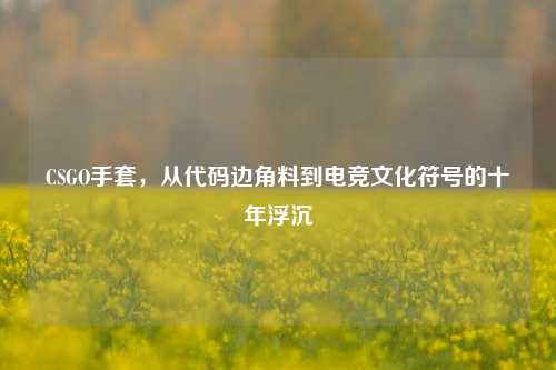 CSGO手套，从代码边角料到电竞文化符号的十年浮沉