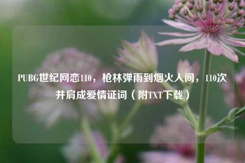PUBG世纪网恋110,枪林弹雨到烟火人间,110次并肩成爱情证词(附TXT下载)