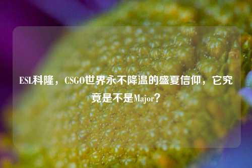 ESL科隆,CSGO世界永不降温的盛夏信仰,它究竟是不是Major?