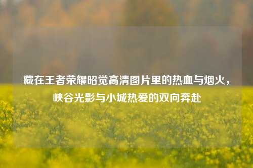 藏在王者荣耀昭觉高清图片里的热血与烟火，峡谷光影与小城热爱的双向奔赴