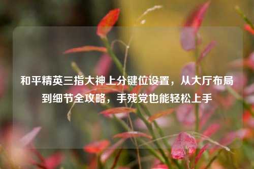 和平精英三指大神上分键位设置，从大厅布局到细节全攻略，手残党也能轻松上手