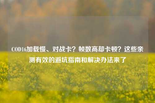 COD16加载慢、对战卡?帧数高却卡顿?这些亲测有效的避坑指南和解决办法来了