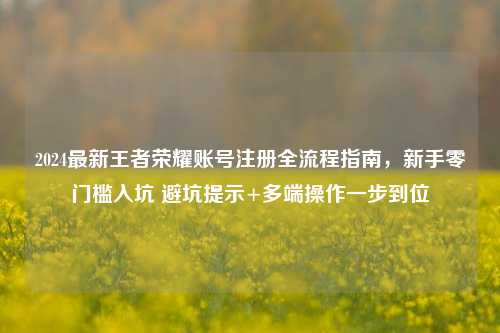 2024最新王者荣耀账号注册全流程指南,新手零门槛入坑 避坑提示+多端操作一步到位