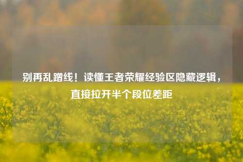 别再乱蹭线!读懂王者荣耀经验区隐藏逻辑,直接拉开半个段位差距