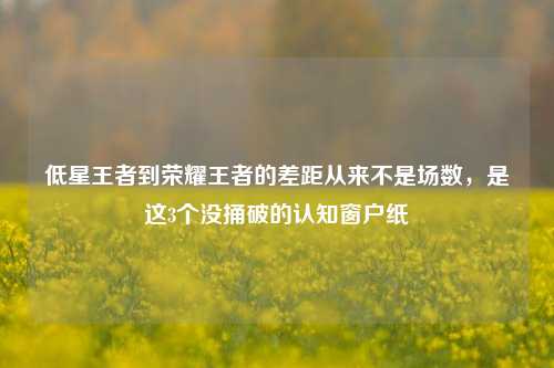 低星王者到荣耀王者的差距从来不是场数,是这3个没捅破的认知窗户纸