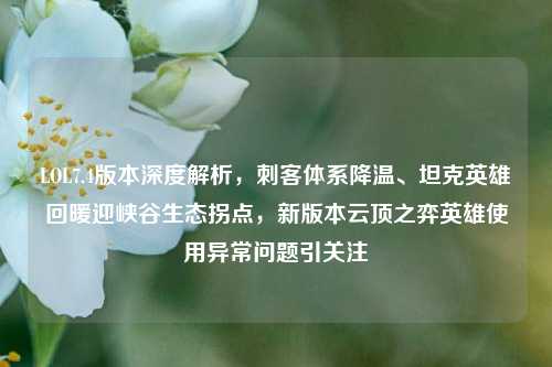 LOL7.4版本深度解析,刺客体系降温、坦克英雄回暖迎峡谷生态拐点,新版本云顶之弈英雄使用异常问题引关注