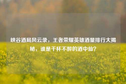 峡谷酒局风云录，王者荣耀英雄酒量排行大揭秘，谁是千杯不醉的酒中仙？