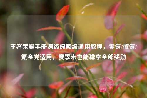 王者荣耀手册满级保姆级通用教程,零氪/微氪/氪金党适用,赛季末也能稳拿全部奖励