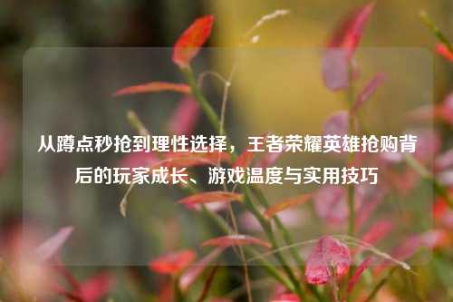 从蹲点秒抢到理性选择,王者荣耀英雄抢购背后的玩家成长、游戏温度与实用技巧