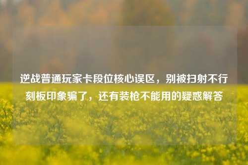 逆战普通玩家卡段位核心误区,别被扫射不行刻板印象骗了,还有装枪不能用的疑惑解答