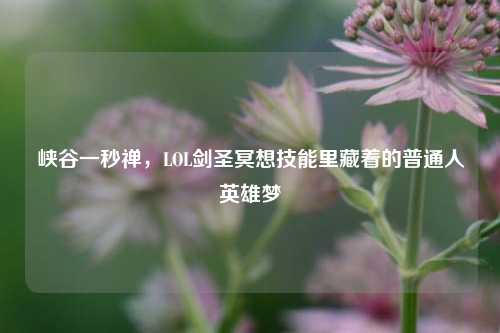 峡谷一秒禅,LOL剑圣冥想技能里藏着的普通人英雄梦