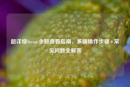 超详细Steam余额查看指南,多端操作步骤+常见问题全解答