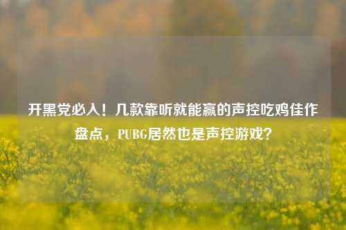 开黑党必入!几款靠听就能赢的声控吃鸡佳作盘点,PUBG居然也是声控游戏?