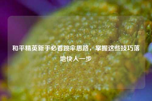 和平精英新手必看跳伞思路，掌握这些技巧落地快人一步