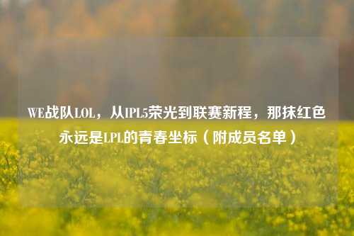 WE战队LOL,从IPL5荣光到联赛新程,那抹红色永远是LPL的青春坐标(附成员名单)