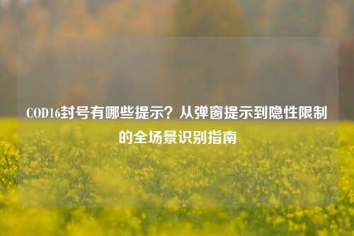 COD16封号有哪些提示？从弹窗提示到隐性限制的全场景识别指南