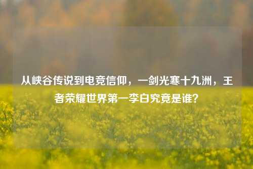 从峡谷传说到电竞信仰,一剑光寒十九洲,王者荣耀世界第一李白究竟是谁?