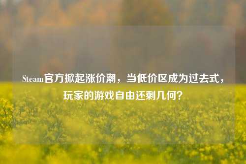Steam官方掀起涨价潮，当低价区成为过去式，玩家的游戏自由还剩几何？