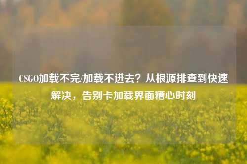 CSGO加载不完/加载不进去?从根源排查到快速解决,告别卡加载界面糟心时刻