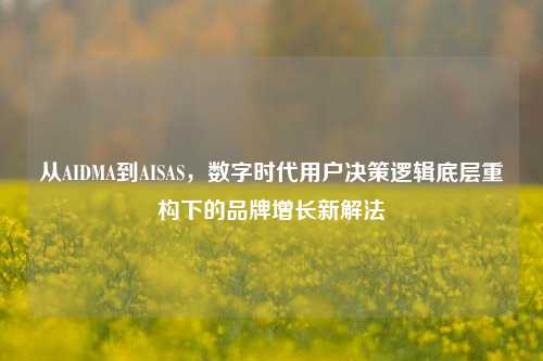 从AIDMA到AISAS,数字时代用户决策逻辑底层重构下的品牌增长新解法
