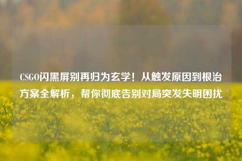CSGO闪黑屏别再归为玄学!从触发原因到根治方案全解析,帮你彻底告别对局突发失明困扰