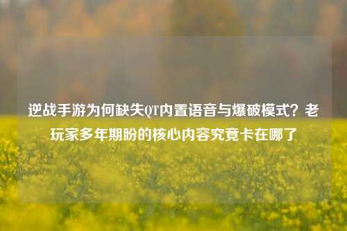 逆战手游为何缺失QT内置语音与爆破模式?老玩家多年期盼的核心内容究竟卡在哪了
