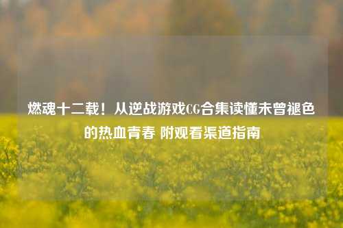 燃魂十二载!从逆战游戏CG合集读懂未曾褪色的热血青春 附观看渠道指南
