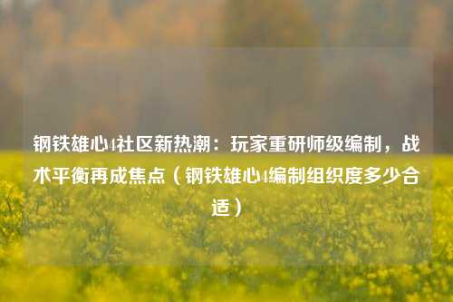 钢铁雄心4社区新热潮：玩家重研师级编制，战术平衡再成焦点（钢铁雄心4编制组织度多少合适）