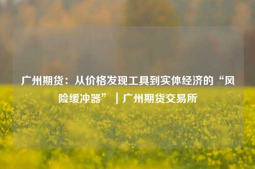 广州期货：从价格发现工具到实体经济的“风险缓冲器”｜广州期货交易所