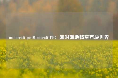 minecraft pe-Minecraft PE:随时随地畅享方块世界