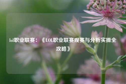 lol职业联赛：《LOL职业联赛观赛与分析实操全攻略》