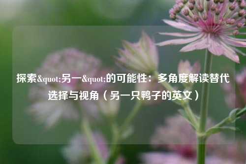 探索"另一"的可能性:多角度解读替代选择与视角(另一只鸭子的英文)